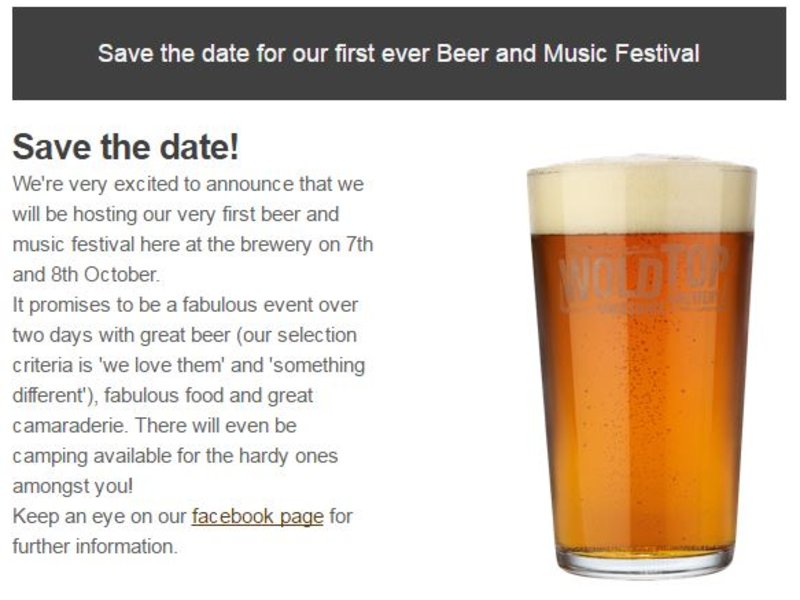 Save the date for our first Beer Festival and other exciting news!